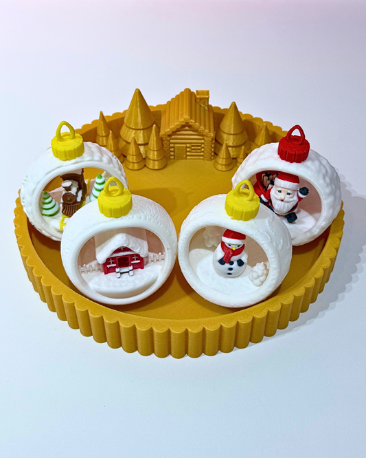 Tepsili Kar Küresi Yılbaşı Ağacı Süsü Set