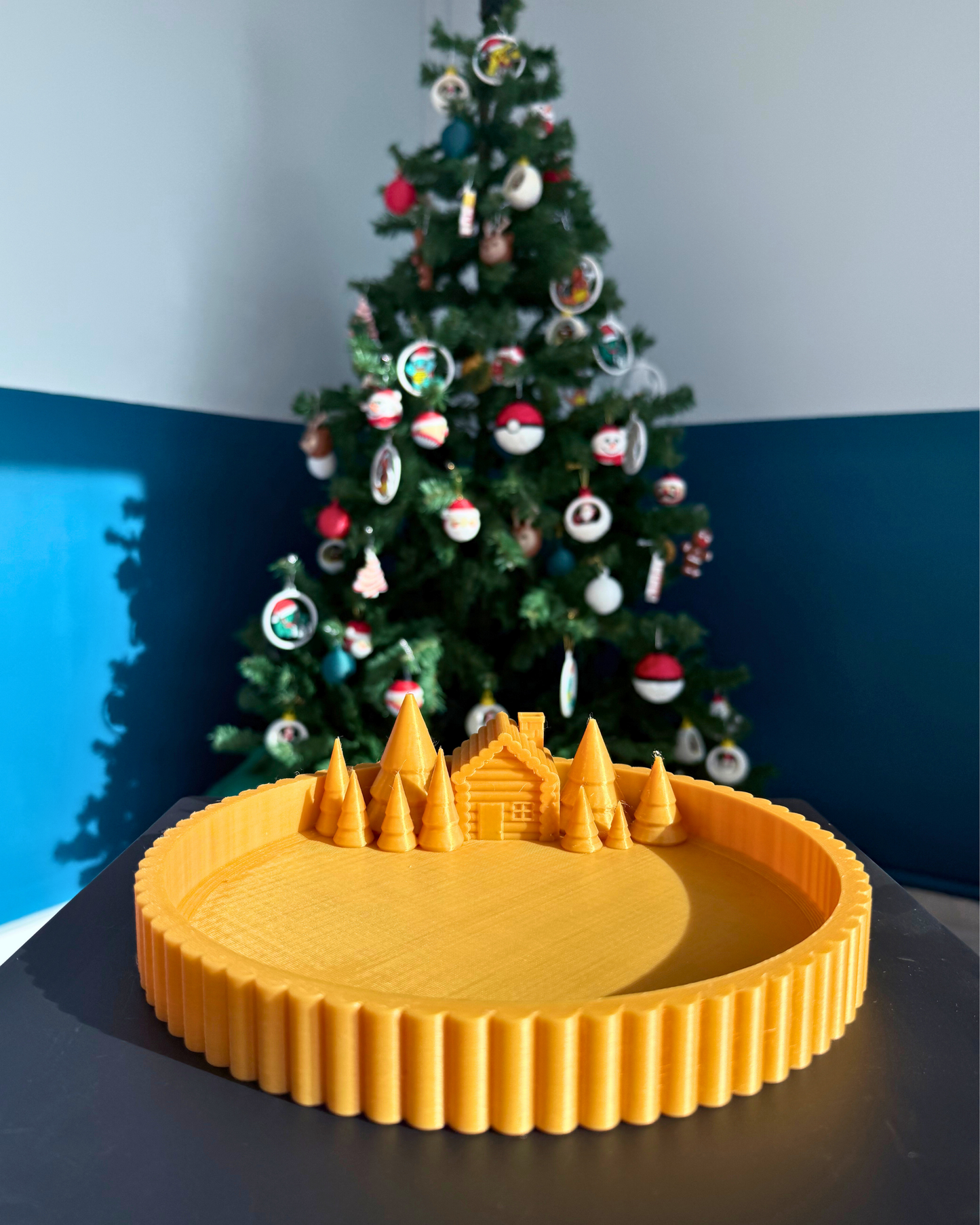 Tepsili Kar Küresi Yılbaşı Ağacı Süsü Set