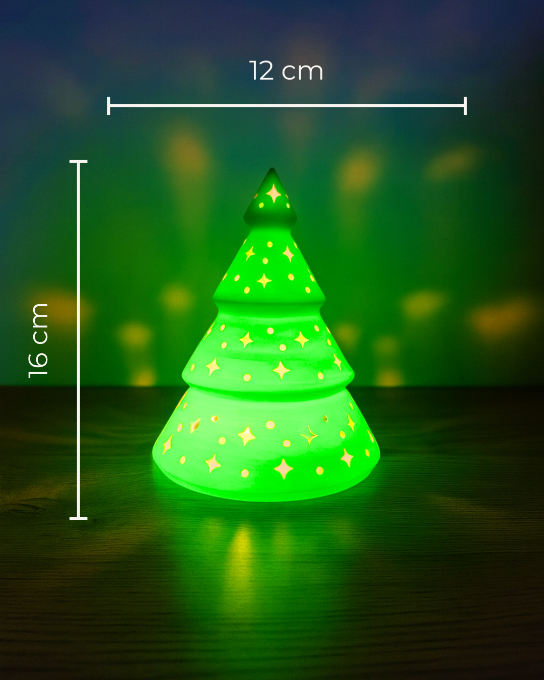 Pilli Tealight Yeşil Yılbaşı Ağacı Lamba