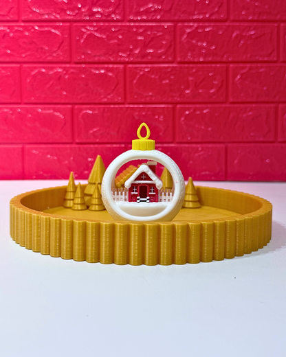 Tepsili Kar Küresi Yılbaşı Ağacı Süsü Set