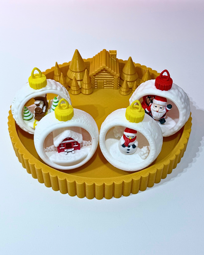 Tepsili Kar Küresi Yılbaşı Ağacı Süsü Set