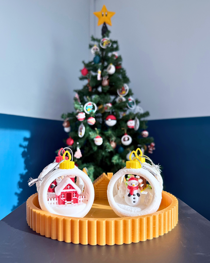 Tepsili Kar Küresi Yılbaşı Ağacı Süsü Set