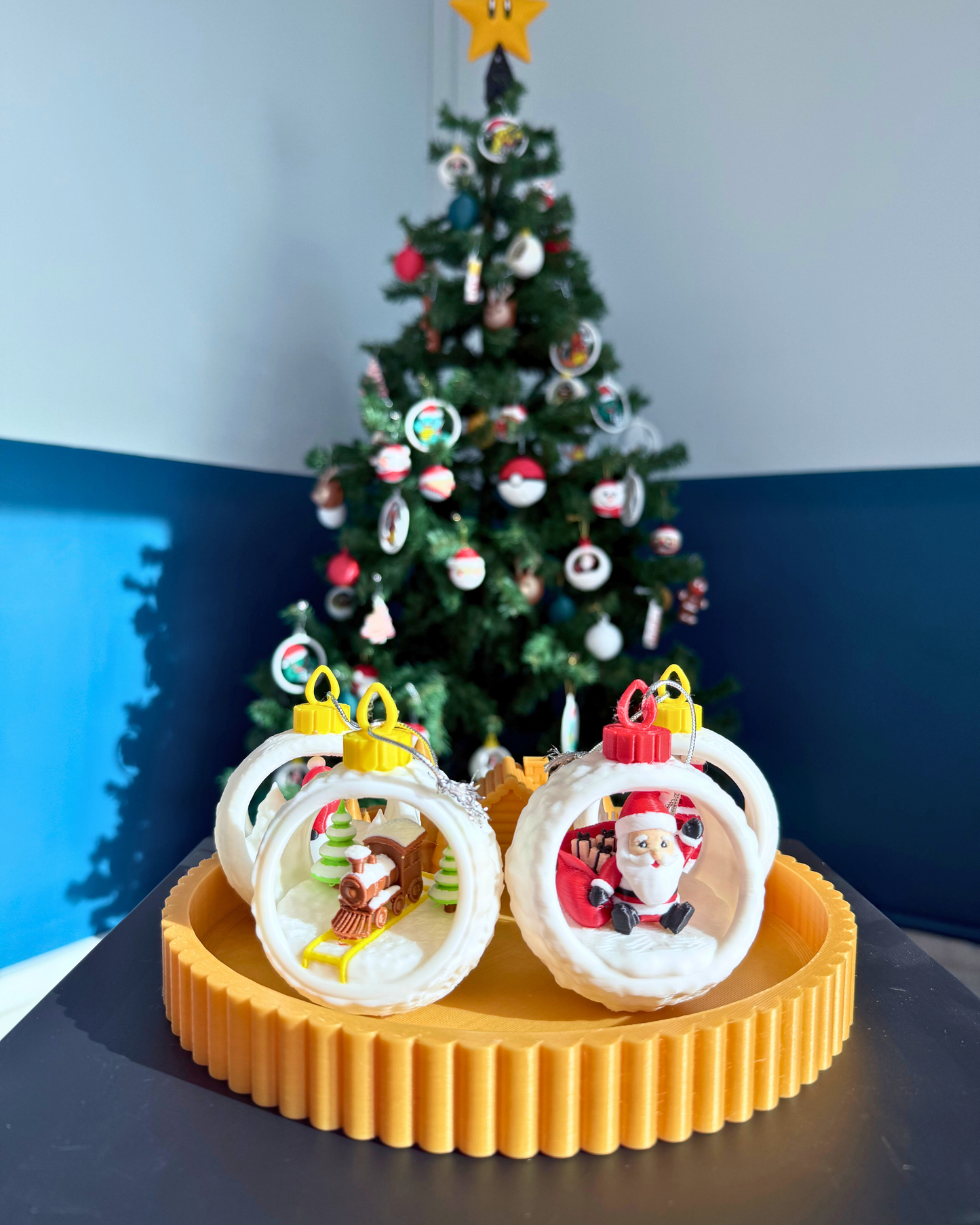 Tepsili Kar Küresi Yılbaşı Ağacı Süsü Set