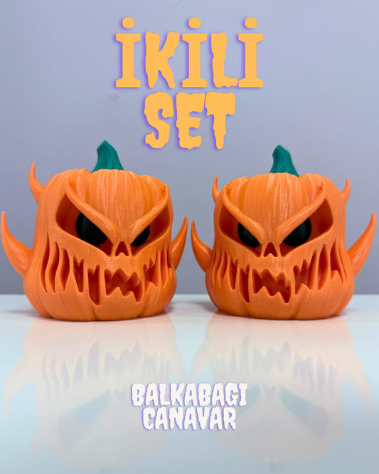Balkabağı Canavar İkili Cadılar Bayramı Dekorasyon Seti