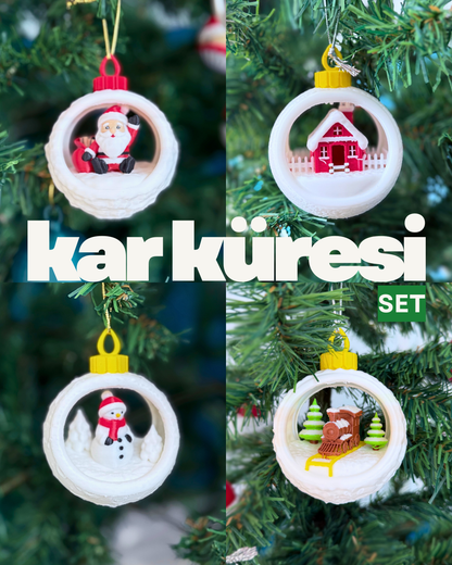 Kar Küresi Yılbaşı Ağaç Süsü Set