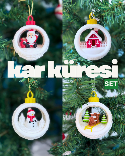 Kar Küresi Yılbaşı Ağaç Süsü Set