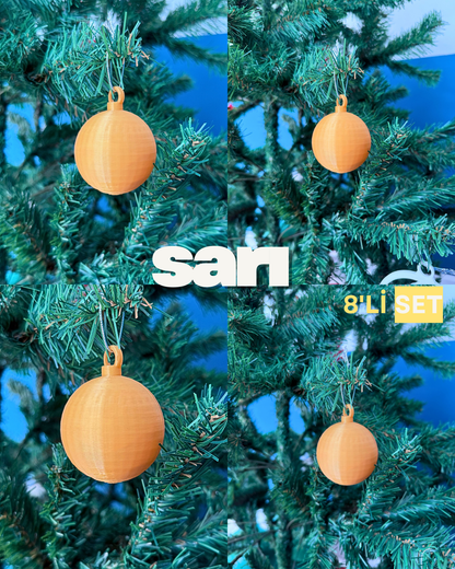 Klasik Yılbaşı Ağaç Süsleri Sarı 8'li Set