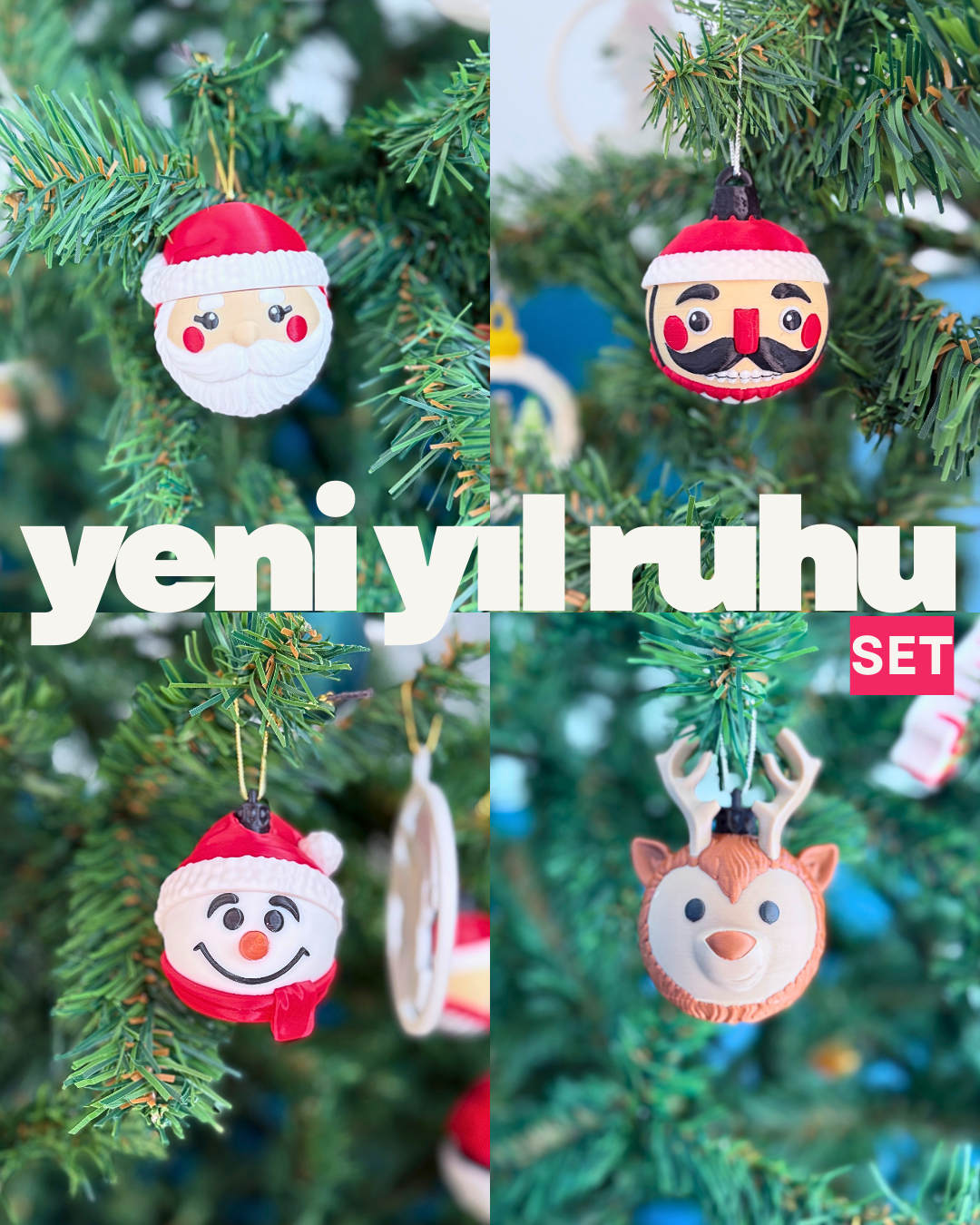 Yeni Yıl Ruhu Yılbaşı Ağacı Süsü Set