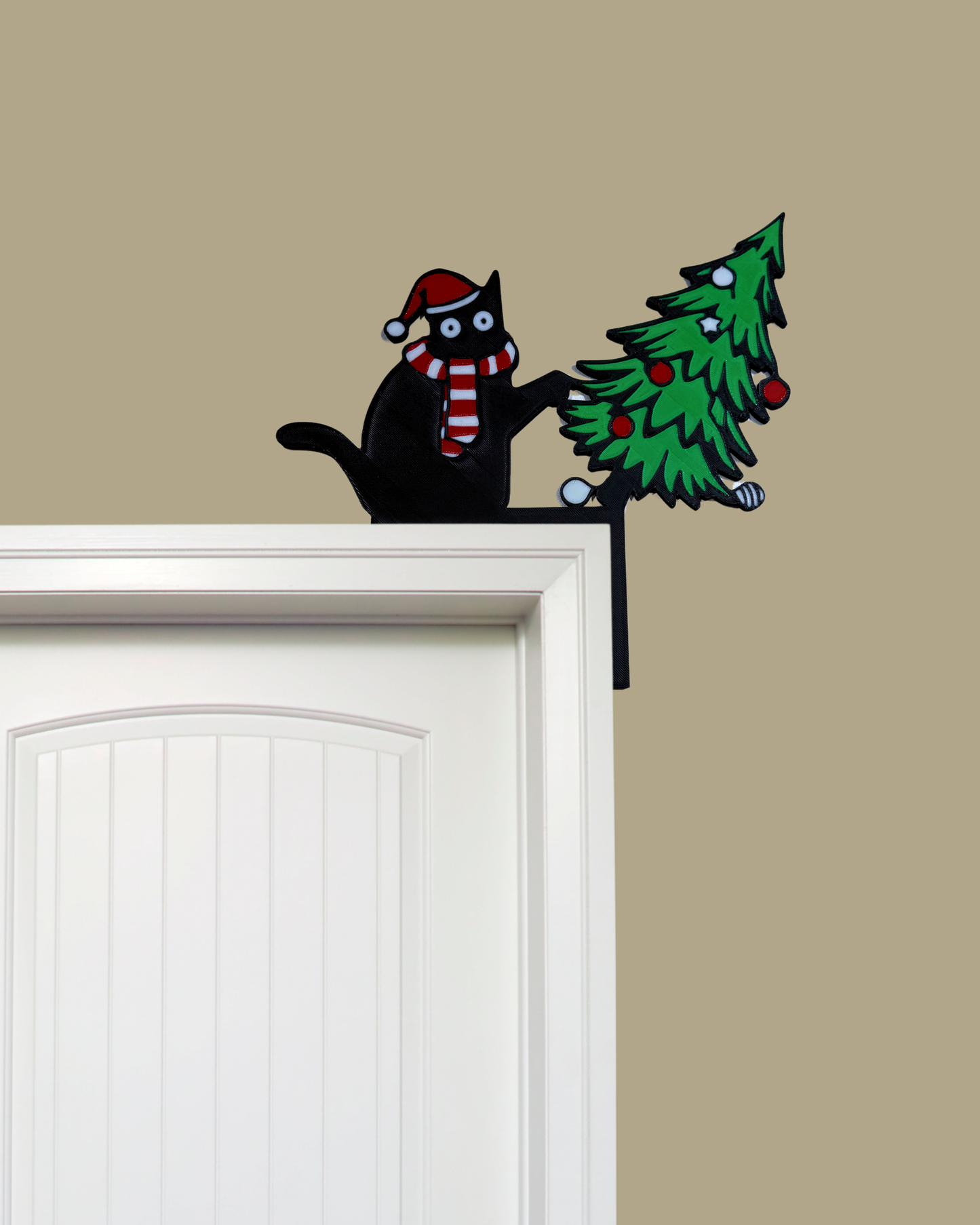 Kedili Yılbaşı Kapı Kenar Süsü