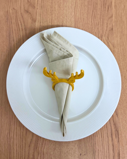 Geyikli Yılbaşı Peçete Süsü Sarı 6'lı Set