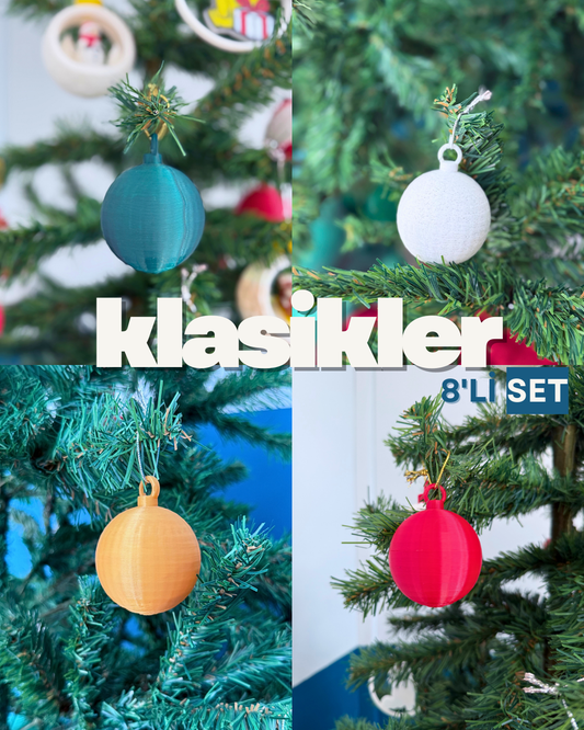 Klasik Yılbaşı Ağaç Süsleri Karışık 8'li Set