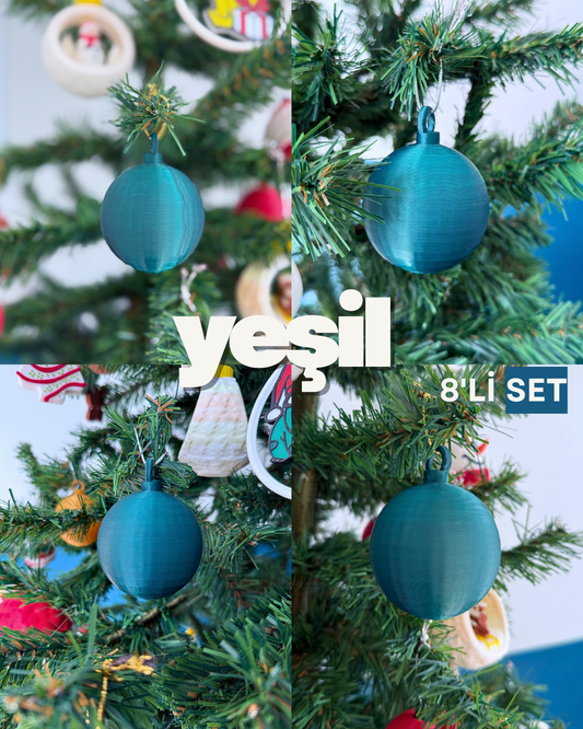 Klasik Yılbaşı Ağaç Süsleri Yeşil 8'li Set