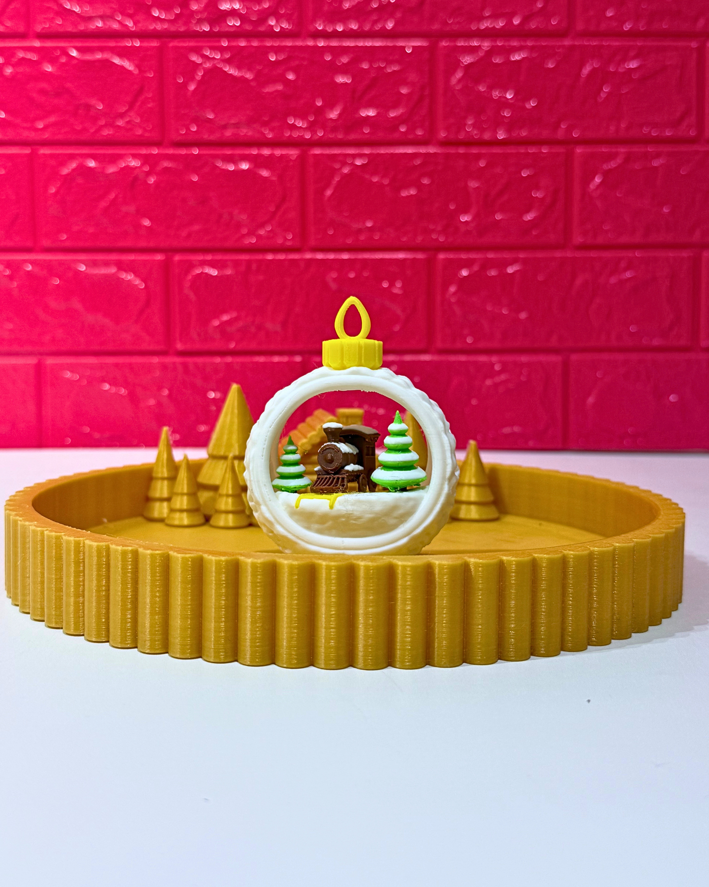 Tepsili Kar Küresi Yılbaşı Ağacı Süsü Set