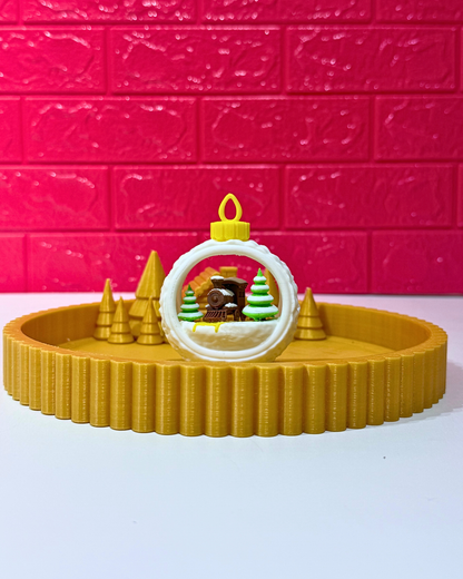 Tepsili Kar Küresi Yılbaşı Ağacı Süsü Set