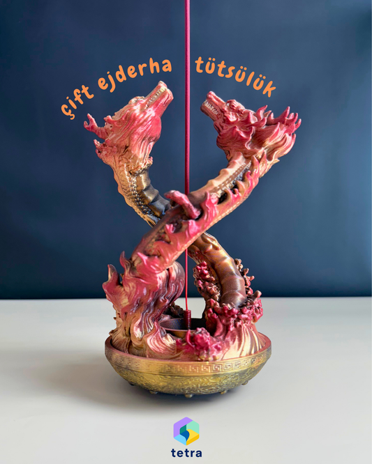 Çift Ejderha Figürlü Çubuk Tütsülük