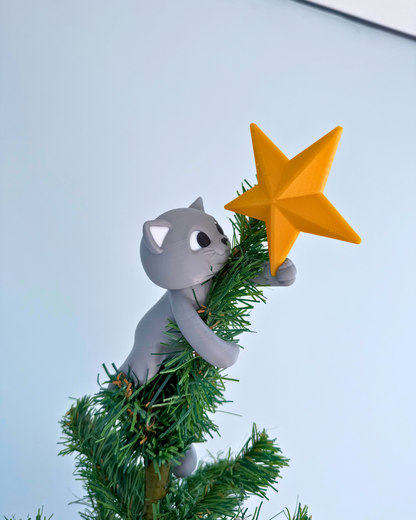 Yavru Kedi Yılbaşı Ağacı Dekoratif Yıldız